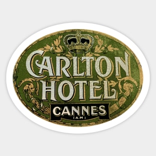 Carlton Hotel Cannes Vintage Luggage Label Sticker